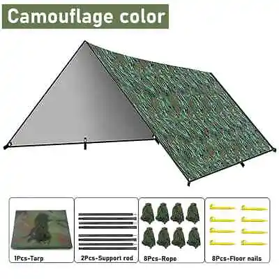 Camping Tarp Waterproof Portable Tarp Outdoor Camping Awning Shelter Rain Tarp • $70.81