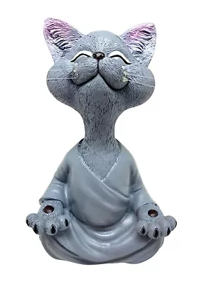 Whimsical Buddha Meditation Cat Figurine Happy Cat Garden • $22