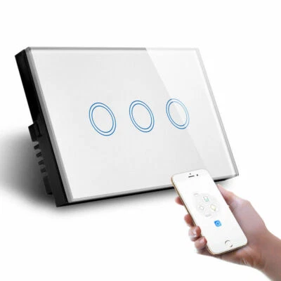 $64.95 • Buy WITRON Smart Home Alexa & Google Home WiFi Glass Wall Switch 3 Gang AU Standard
