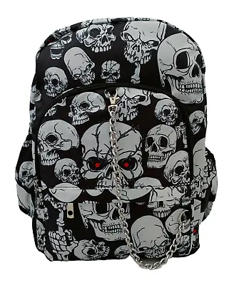 £25.99 • Buy SPOOKY SKULLS Scary Red Eye Backpack Rucksack School College EMO GOTH Laptop Bag