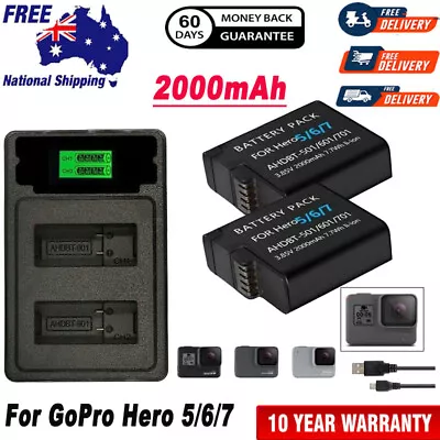 2x 2000mAh Rechargeable Battery + Dual USB Charger For Gopro Hero 5/6/7/8 Camera • $47.99