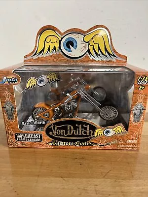 Jada Toys Von Dutch Kustom Cycles CRUEL WORLD 100% DIE-CAST ORANGE 1/18 Scale • $24.99