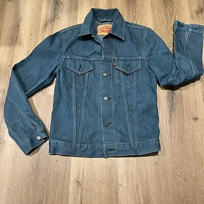 Levi Strauss Women's Denim Jean Trucker Jacket Teal Blue Size Small • £28.90