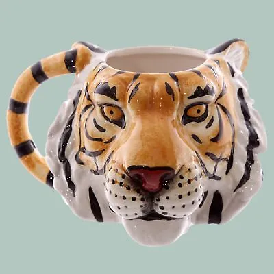 Tiger Head Shaped Mug Ceramic Tiger Shaped Mug Cute Animal Mug Fun Coffee Mug • £14.99