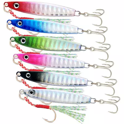 6pc/set Micro Butterfly Metal Jig Fishing Lure Bait Jigging Tuna Slow Lure 5-30g • $17.09