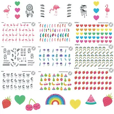 Nail Art Stickers Water Decals - Flamingos Flowers Fruit Hearts Feathers Kawaii • £1.99