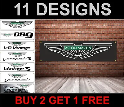 Aston Martin Banner Garage Workshop Printed Pvc Advertising Sign Black • $18.64