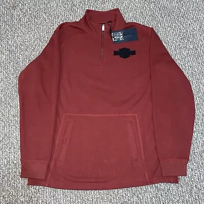 Harley Davidson Bar & Shield 1/4 Zip Pullover Sweater Dark Red Men’s Size XL • $40
