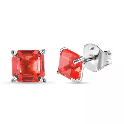 TJC Padparadscha Triplet Quartz Stud Earrings In Platinum Over Silver TCW 2.53ct • £16.99