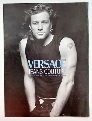 JON BON JOVI~Vtg Original 1980s Versace Jeans Couture Advertisement Mini-Poster • $14.99