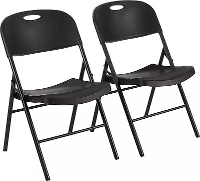 Basics Folding Plastic Chair 350-Pound Capacity Black 2-Pack • $111.13