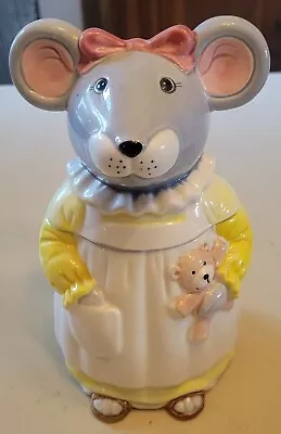 Vintage Ceramic 7.5  Cookie Jar Mouse Holding Teddy Bear • $11.82