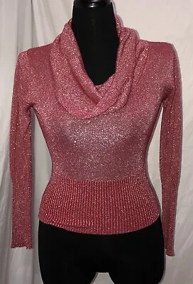Womens MKM Designs Top Size S Red Metallic Long Sleeve Shirt Bunched Neck • $6