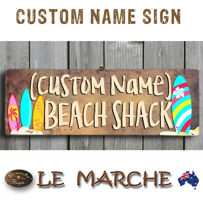 CUSTOM NAME - BEACH SHACK Wooden Rustic Plaque / Sign (FREE POST) • $17.95