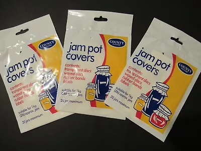 JAM POT COVERS For 20 X 1kg ( 2lb)   Jars - With Rubber Bands And Labels X 3 • £7.99