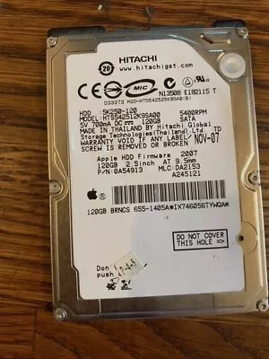 Apple Label Hitachi Travelstar 5K250 120GB 2.5  SATA Macbook HDD ( • $17.99