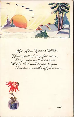 C1920s New Years Wish Birds In Flight Sunrise Unused Postcard 837b • $2.50