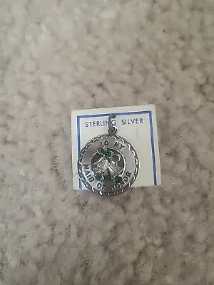 Sterling Silver Maid Of Honor Charm With Emerald Green Stone Vintage Old Stock • $9.99