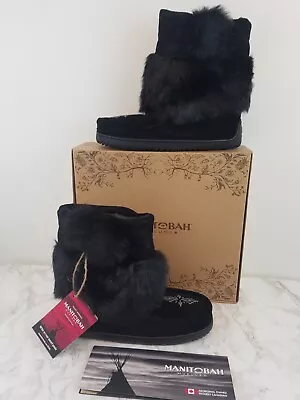 New Manitobah For J.crew Faux-fur Mukluks Size 10-m Black Winter Boots H1195 Nib • $139.99