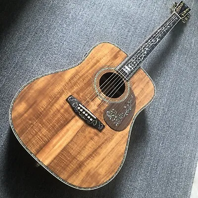 Ebony Fingboard Abalone All Koa Wood Cutaway 41  D Model Acoustic Guitar • $429