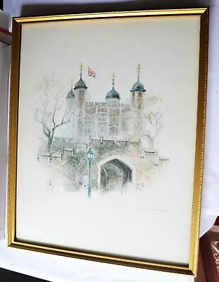 £12.99 • Buy Danish Artist Mads Stage 1976 Signed Print Of A Watercolour Of Tower Of London