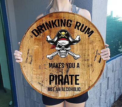 Rum Pirate Skull Crossbones Bar Sign Gift Man Cave Whiskey Barrel Wall Decor • $89.95