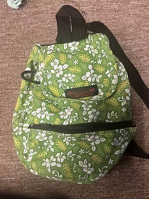Island Aloha Wear Floral Hawaiian Drawstring Backpack Purse Mini Retro 90s Green • $16.88