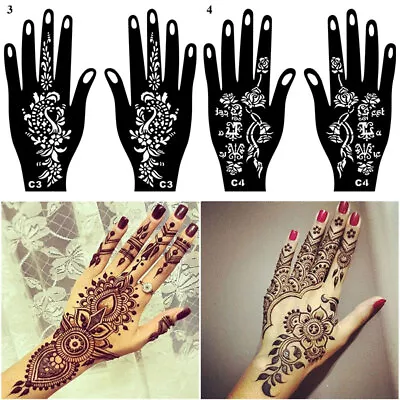 Large Henna Stencils Hand Mehndi Art Template India Lace Body Temporary Tattoo • £3.59