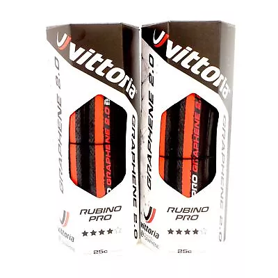 Vittoria Rubino Pro G2.0 Road Clincher Tire 700x25C Black / Red 1 Or 2 Tires • $47.90