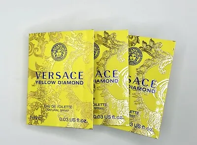 3 X Versace Yellow Diamond EDT Womens Perfume 1ml / 0.03 Oz SAMPLE Sprays • $12.99