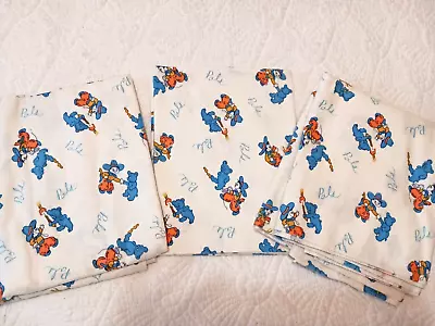 Vtg Cotton Flannel Fabric Remnants Little Boy Cowboy & Blue Teddy Bear Pals 3 Pc • $25