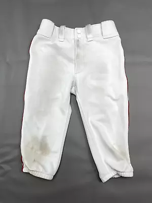 Mizuno Baseball Knicker Pants Boys YLG White Red Stripe Button Zipper Belt Loop • $11