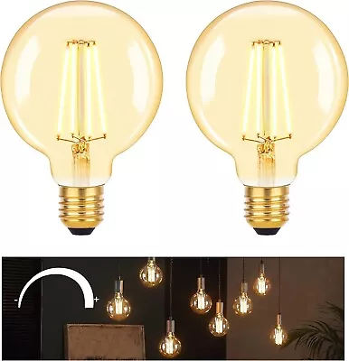 DSLebeen Dimmable E27 Edison LED Vintage Light Bulbs 6W G95 Screw - Pack Of 2 • £7.99