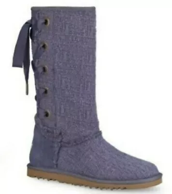 Ugg Heirloom Lace Up Boots Purple Night Blue Periwinkle 1000693 Size 7  • $39.99