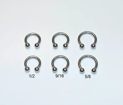 1 Pair 6g 1/2 - 5/8 Inch  Surgical Steel  Horseshoes  Choose Your Size  • $1.99