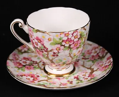 Shelley Maytime Rippon Cherry Blossom Chintz Bone China Tea Cup & Saucer • $59.99