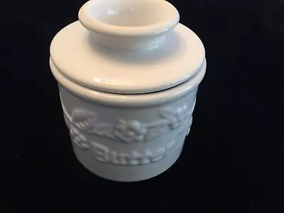 The Original Butter Bell Crock By L. Tremain White Floral Embossed • $11.99