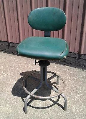 Vintage Mid Century InterRoyal Industrial Metal Drafting Stool Chair Adjustable • $124.98