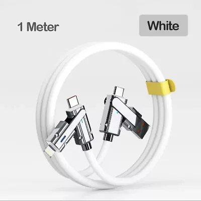 4 In 1 Charging Cable Input USB And C To IOS And USB C 1 Meter White • $14.95