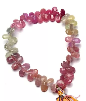 Natural Multi Sapphire Gem Faceted 9x6MM Approx Size Pear Shape Beads 8  Strand • $52