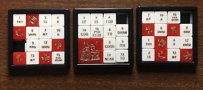 3 Vintage BIBLE VERSE Sliding Tile Puzzle Games Scripture Memory Verses • $29.99