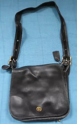 Vintage Coach 9525 Stewardess Bag Black Leather Handbag Shoulder Strap USA • $135