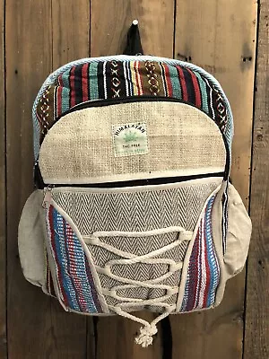 £29.95 • Buy Indie Boho Large Hippy Backpack Hemp Bag Beach Shoulder Festival Rucksack Nepal