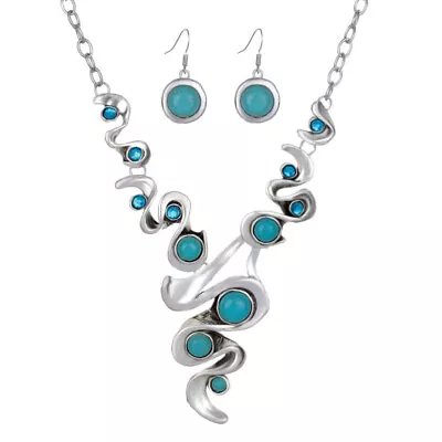 African Jewelry Sets For Women Turquoise Necklace Bohemia Dangle Earrings • $9.25