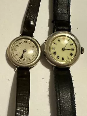 Sterling Silver Trench Watch X2 800/925 Working/needs Stem And Spare Or Repair • £20