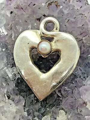 FC Vintage Sterling Silver Pearl Heart Pendant 3.9 Grams • $14.40