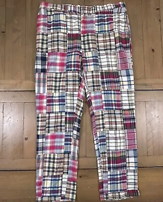 Polo Ralph Lauren Patchwork Madras Plaid Golf Pants Chino Trousers 36/30 Vintage • $64.99