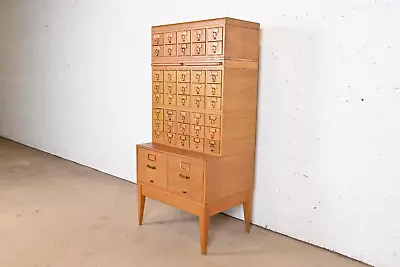 Mid-Century Modern Maple 42-Drawer Card Catalog Filing Cabinet By Remington Rand • $4995