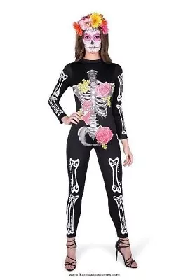 Day Of The Dead Floral Cat Suit Women's Halloween Costume • $41