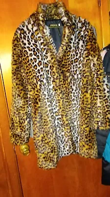 Vintage  Faux Fur Leopard Print Coat Sz 10 • $59.99